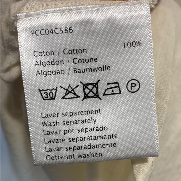 Pablo Cream Relaxed 100% Cotton Button Down Blouse Crocheted- French Importation - Picture 7 of 8